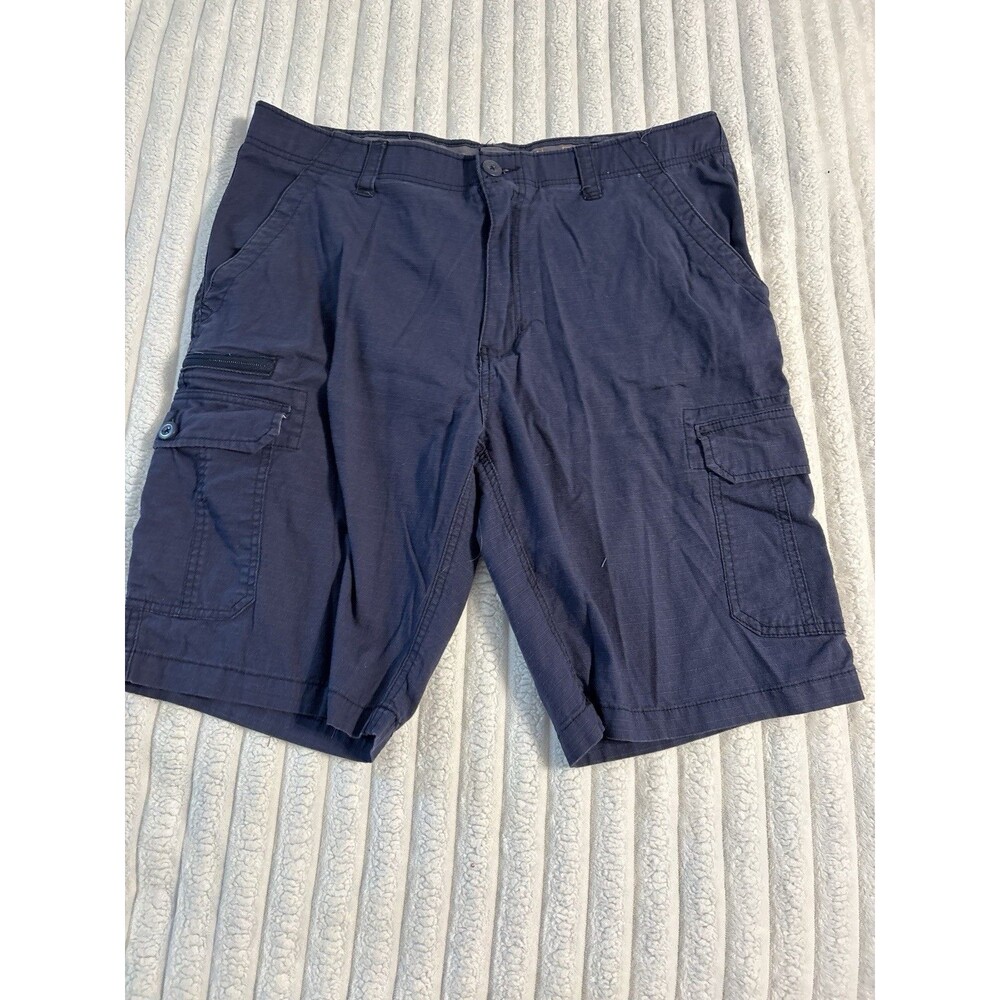 Wearfirst Men’s Size 38 Cargo Shorts Dark Blue Gray Mesh Pockets 10” Inseam